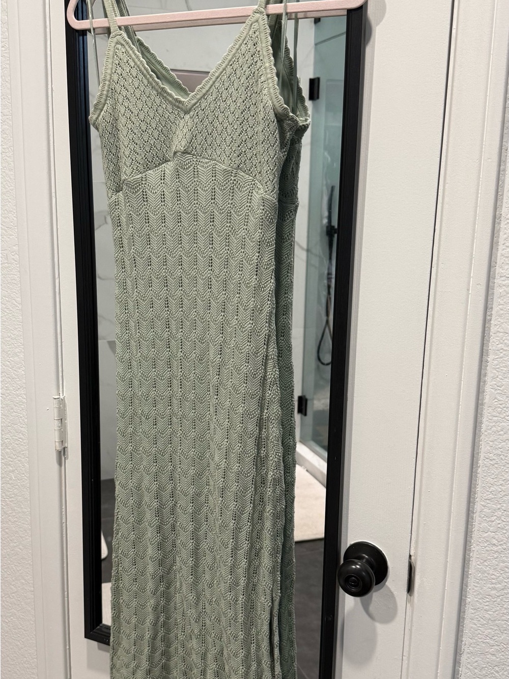 Hollister Sage Green Knit Spaghetti-Strap Maxi Dress